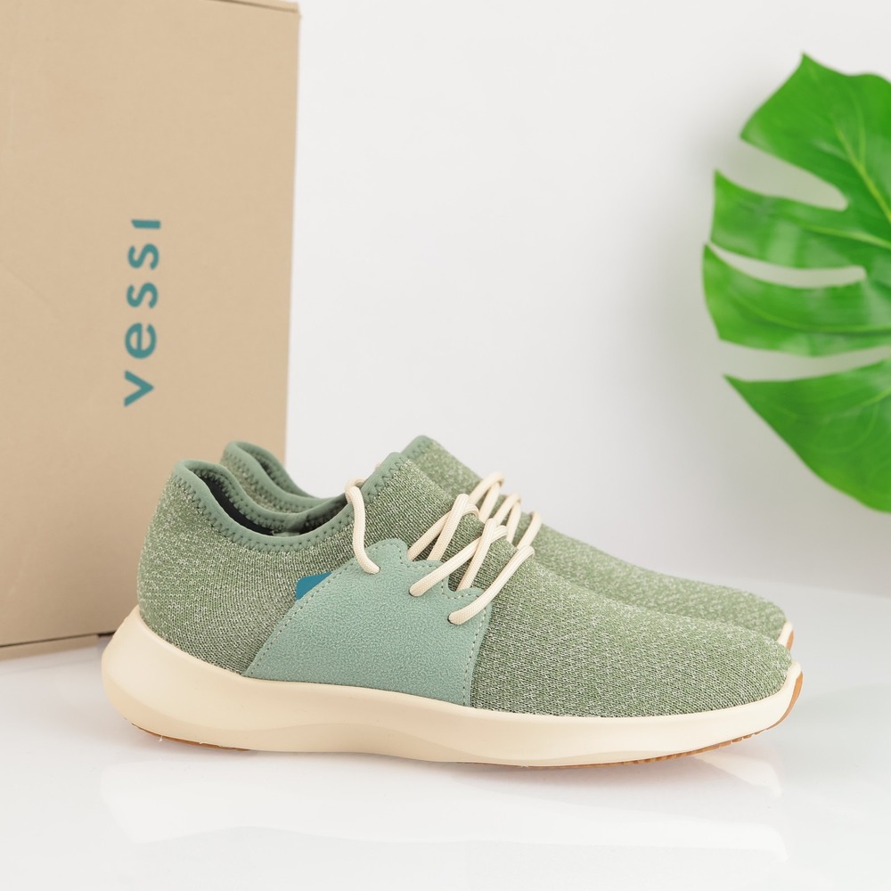 Vessi Womens Everyday Classic Sneakers Size 8 Green Knit Waterproof Comfort Shoe